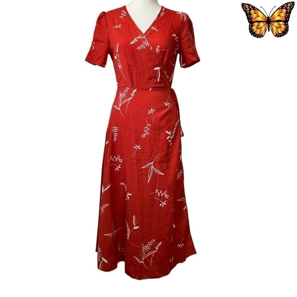 SHEIN Floral Print Maxi True Wrap Short Sleeve Dress Size Extra Small